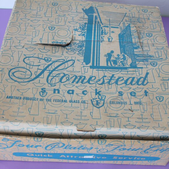 Vintage Glass Snack Set, Elegant Clear Glass Cup and Tray with Leaf Pattern Home - Picture 5 of 8